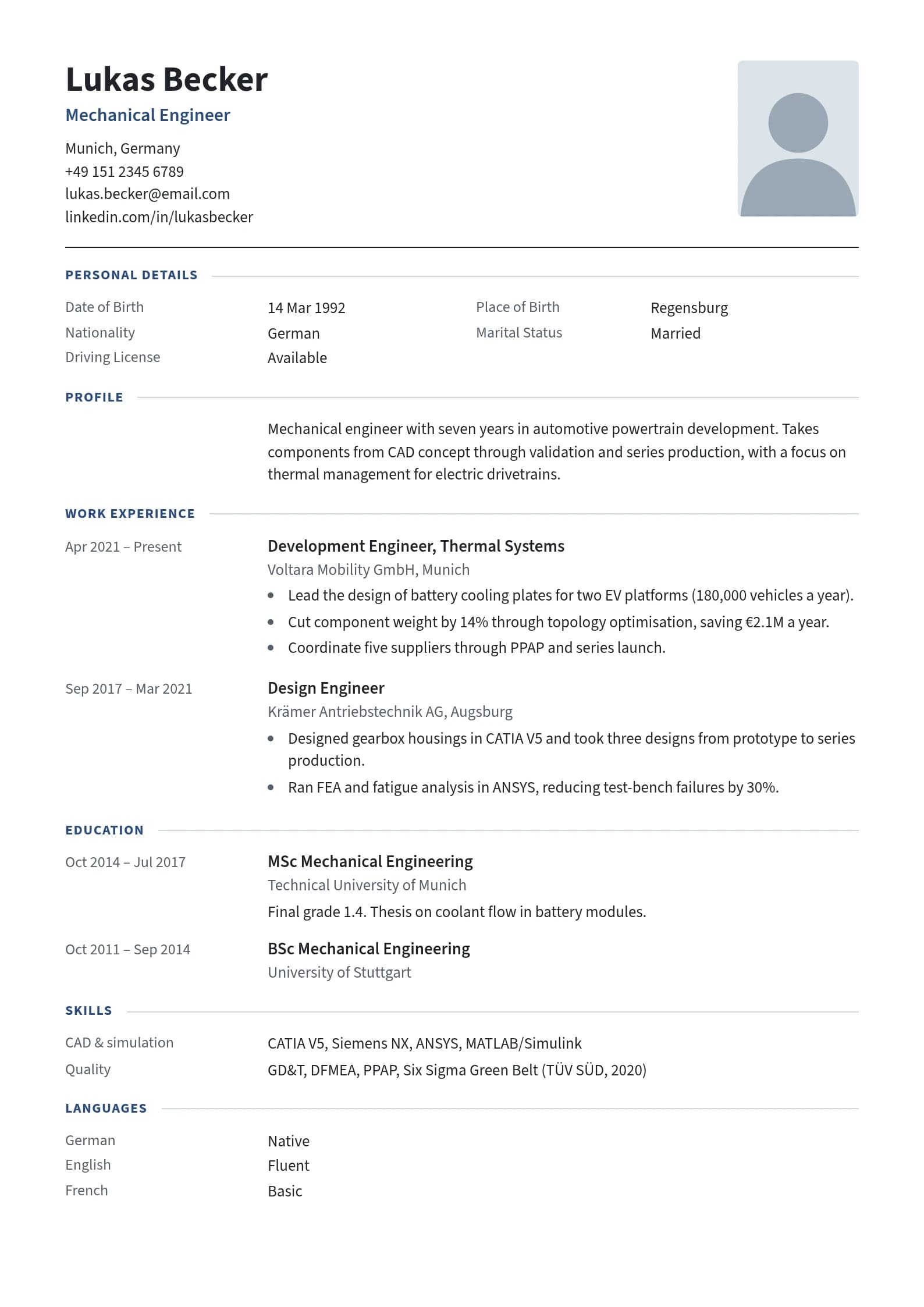 Formal resume template